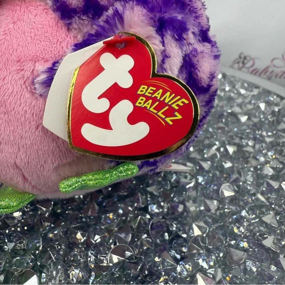 TY Beanie Ballz Purple & Pink Plush Owl round cute Izzy Jan 07 owl 🦉